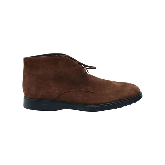 Tod's Pebbled Sole Lace-Up Ankle Boots in Brown Suede - Picture 1 of 6